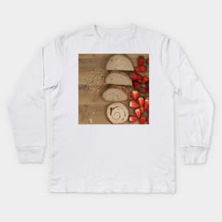 Size chart bread and strawberries Kids Long Sleeve T-Shirt